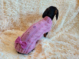 Sweater for dog pink with a bow dachshundknit