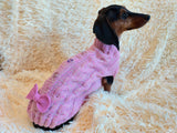 Sweater for dog pink with a bow dachshundknit