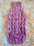 Sweater for dog pink with a bow dachshundknit