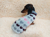 Size L sweater with hearts for a dog, dachshund sweater knitted with hearts dachshundknit