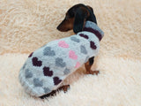 Size L sweater with hearts for a dog, dachshund sweater knitted with hearts dachshundknit