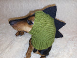 Dino dog hat,dino dog cloches hat snood dachshundknit