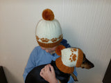 Pet paw beanies with matching owner's beanies, dachshund and me beanies, mum and pet beanie dachshundknit