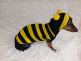 Bee sweatshirt for dog, bee costume for pets, dog hoodie for dachshund dachshundknit