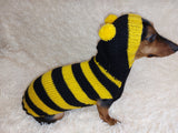 Bee sweatshirt for dog, bee costume for pets, dog hoodie for dachshund dachshundknit
