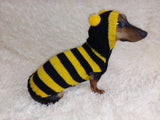Bee sweatshirt for dog, bee costume for pets, dog hoodie for dachshund dachshundknit
