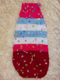 Striped floral bright outfit for a dog with flowers dachshundknit