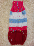 Striped floral bright outfit for a dog with flowers dachshundknit