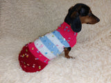 Striped floral bright outfit for a dog with flowers dachshundknit
