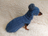 Dachshund costume winter warm sweater and hat with arans dachshundknit