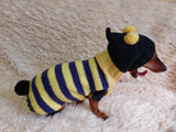 Bee halloween sweatshirt for pets,bee hoodie for dogs,bee clothes for mini dachshund dachshundknit