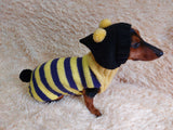 Bee halloween sweatshirt for pets,bee hoodie for dogs,bee clothes for mini dachshund dachshundknit