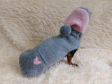 Gray sweatshirt with pink heart, dog heart sweatshirt, dachshund heart jumper dachshundknit