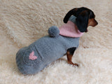Gray sweatshirt with pink heart, dog heart sweatshirt, dachshund heart jumper dachshundknit