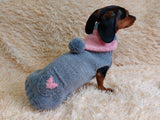 Gray sweatshirt with pink heart, dog heart sweatshirt, dachshund heart jumper dachshundknit