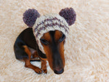 Pet snood hat winter warm wool snood hat for small dogs with two pom poms pet gift dog gift dachshundknit