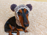 Pet snood hat winter warm wool snood hat for small dogs with two pom poms pet gift dog gift dachshundknit