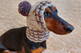 Pet snood hat winter warm wool snood hat for small dogs with two pom poms pet gift dog gift dachshundknit