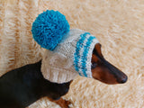 Pet clothes winter warm wool snood hat for small dogs with pompom, pet gift, dog gift dachshundknit