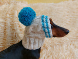 Pet clothes winter warm wool snood hat for small dogs with pompom, pet gift, dog gift dachshundknit