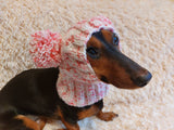 Clothes warm for pets wool hat snood with two pom poms, gift for pet dogs hat with pom poms dachshundknit