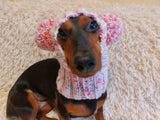 Clothes warm for pets wool hat snood with two pom poms, gift for pet dogs hat with pom poms dachshundknit