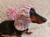 Clothes warm for pets wool hat snood with two pom poms, gift for pet dogs hat with pom poms dachshundknit