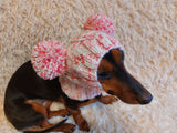 Clothes warm for pets wool hat snood with two pom poms, gift for pet dogs hat with pom poms dachshundknit