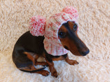 Clothes warm for pets wool hat snood with two pom poms, gift for pet dogs hat with pom poms dachshundknit