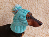 Hat winter pet wool with one pompom,clothes warm hat for dog dachshundknit