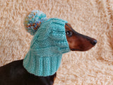 Hat winter pet wool with one pompom,clothes warm hat for dog dachshundknit