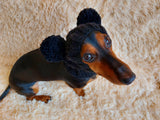 Winter hat for a dog with handmade pom-poms dachshundknit