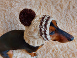 Winter hat for a dog with handmade pom-poms dachshundknit