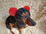 Pet snood hat winter warm wool snood hat for small dogs with two pom poms pet gift dog gift dachshundknit