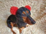 Pet snood hat winter warm wool snood hat for small dogs with two pom poms pet gift dog gift dachshundknit