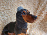 Dog Gray Pompom Hat,Pet Clothes Pompom Hat,Warm Puppy Hat dachshundknit
