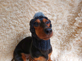 Dog Gray Pompom Hat,Pet Clothes Pompom Hat,Warm Puppy Hat dachshundknit