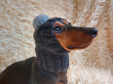 Dog Gray Pompom Hat,Pet Clothes Pompom Hat,Warm Puppy Hat dachshundknit