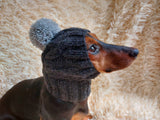 Dog Gray Pompom Hat,Pet Clothes Pompom Hat,Warm Puppy Hat dachshundknit