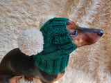 Pet snood hat winter warm wool snood hat for small dogs with two pom poms pet gift dog gift dachshundknit