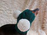 Pet snood hat winter warm wool snood hat for small dogs with two pom poms pet gift dog gift dachshundknit
