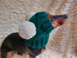 Pet snood hat winter warm wool snood hat for small dogs with two pom poms pet gift dog gift dachshundknit