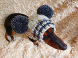 Pet snood hat winter warm wool snood hat for small dogs with two pom poms pet gift dog gift dachshundknit