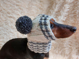 Pet snood hat winter warm wool snood hat for small dogs with two pom poms pet gift dog gift dachshundknit