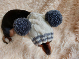 Pet snood hat winter warm wool snood hat for small dogs with two pom poms pet gift dog gift dachshundknit