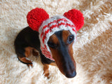 Christmas Clothes Pet Outfit Pom Pom Hat, Pet clothes winter warm wool snood hat for small dogs with pompom, pet gift, dog gift dachshundknit