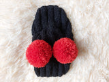 Pet snood hat winter warm wool snood hat for small dogs with two pom poms pet gift dog gift dachshundknit