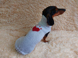 Heart wool sweater for pet, dog sweater for valentine's day, dog valentine's day gift with heart dachshundknit