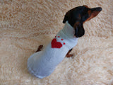 Heart wool sweater for pet, dog sweater for valentine's day, dog valentine's day gift with heart dachshundknit