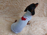 Heart wool sweater for pet, dog sweater for valentine's day, dog valentine's day gift with heart dachshundknit